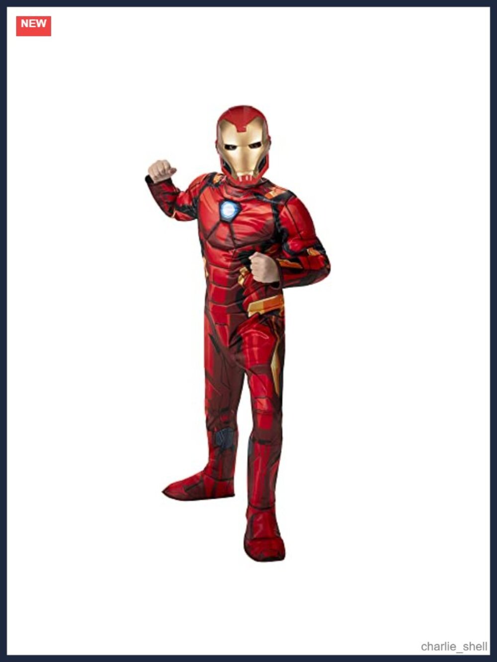 Youth Iron Man Costume Padded Jumpsuit & Mask Halloween Avengers